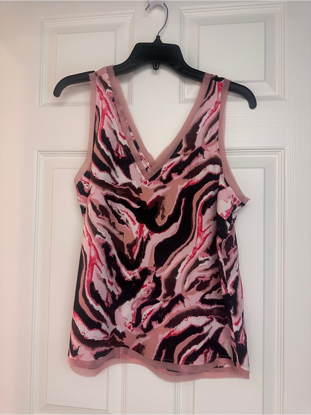 Halogen Pink Multi Abstract V-Neck Tank